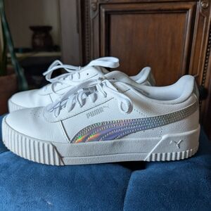 Puma Holographic White Sneakers Y2K Nostalgia Size 8